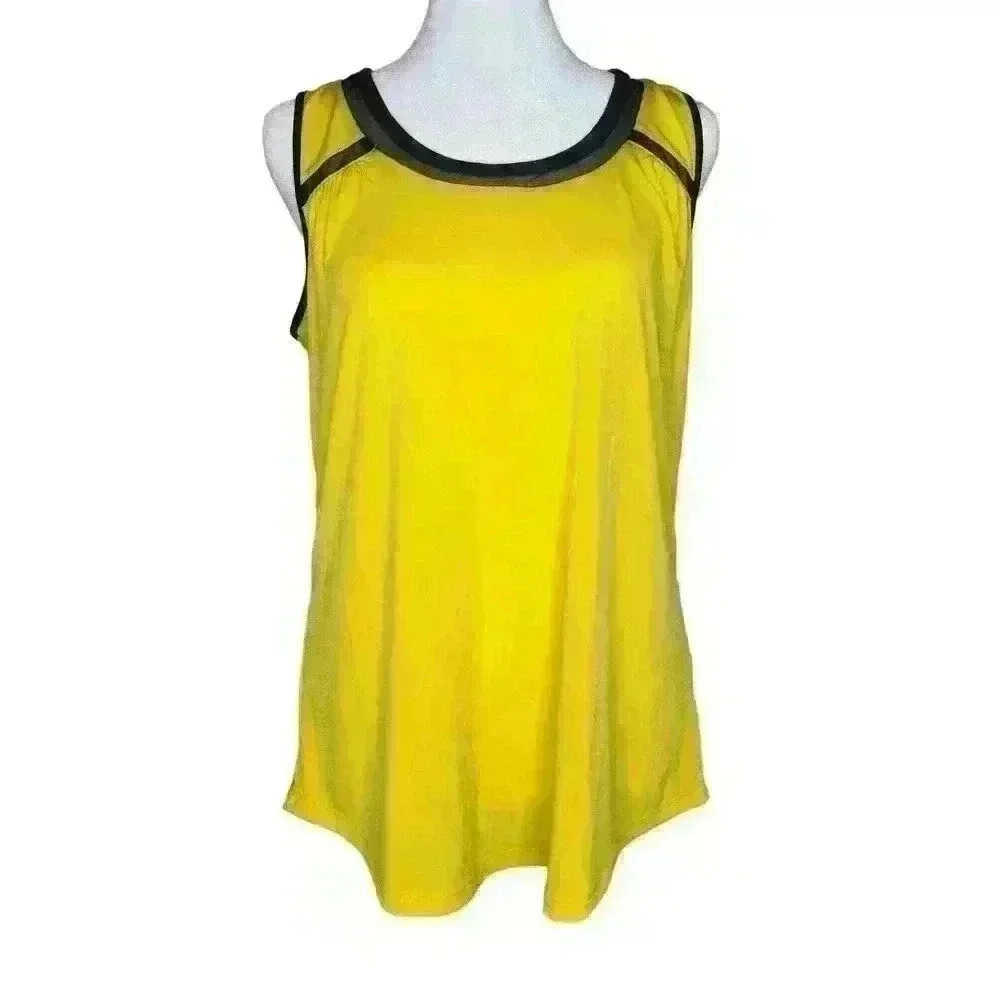 Worthington women's yellow black sleeveless blouse size medium